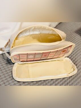 5 Pack Cute Cream/Beige Double Zipper makeup bags/ Pencil Cases